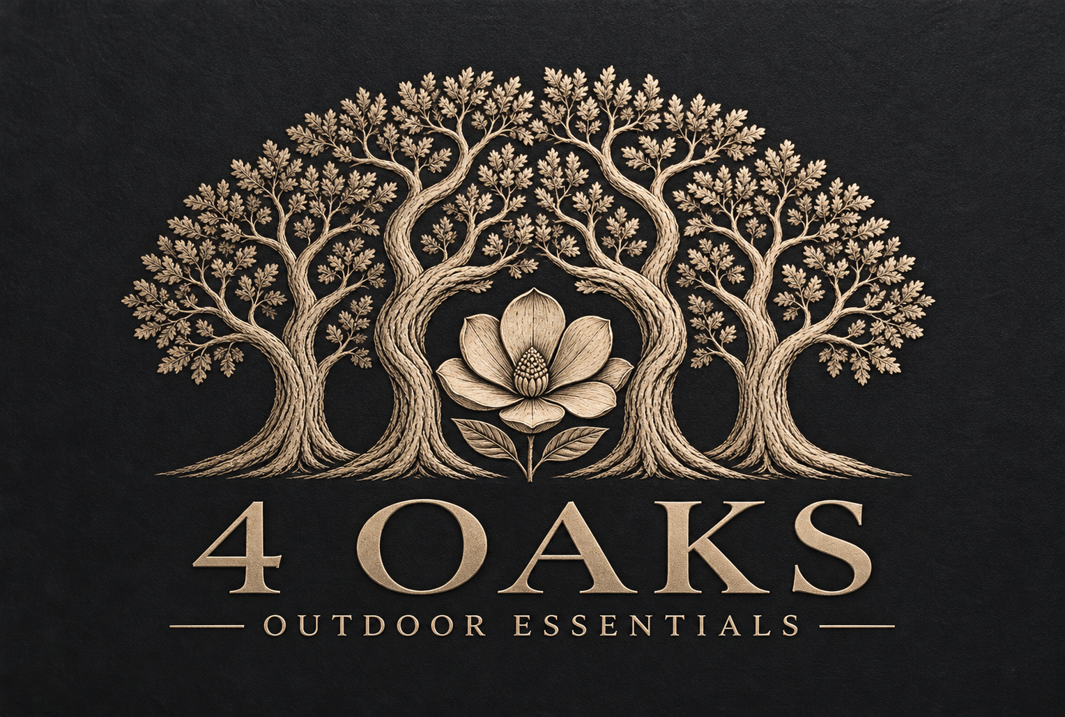 4 Oaks magnolia and oak trees logo